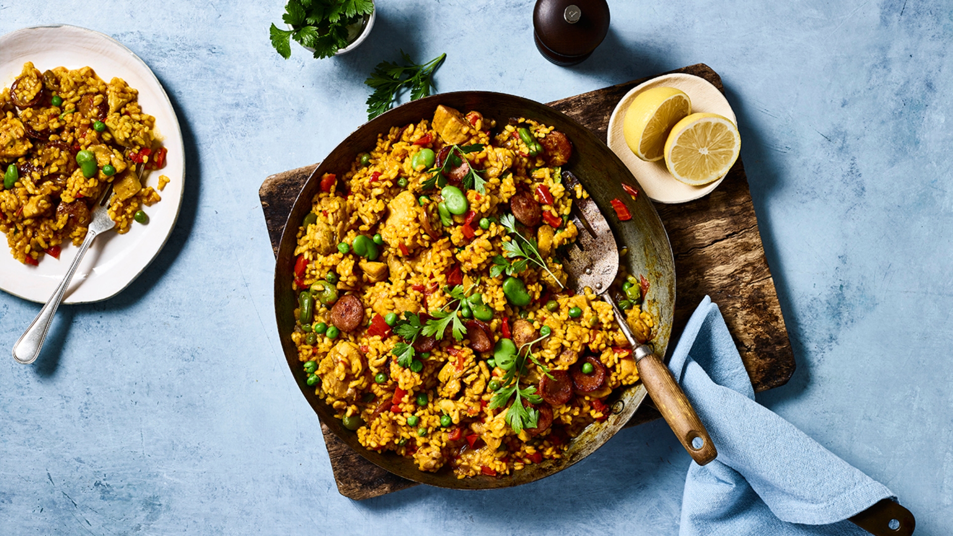 Chicken, chorizo and bean paella&nbsp;recipe