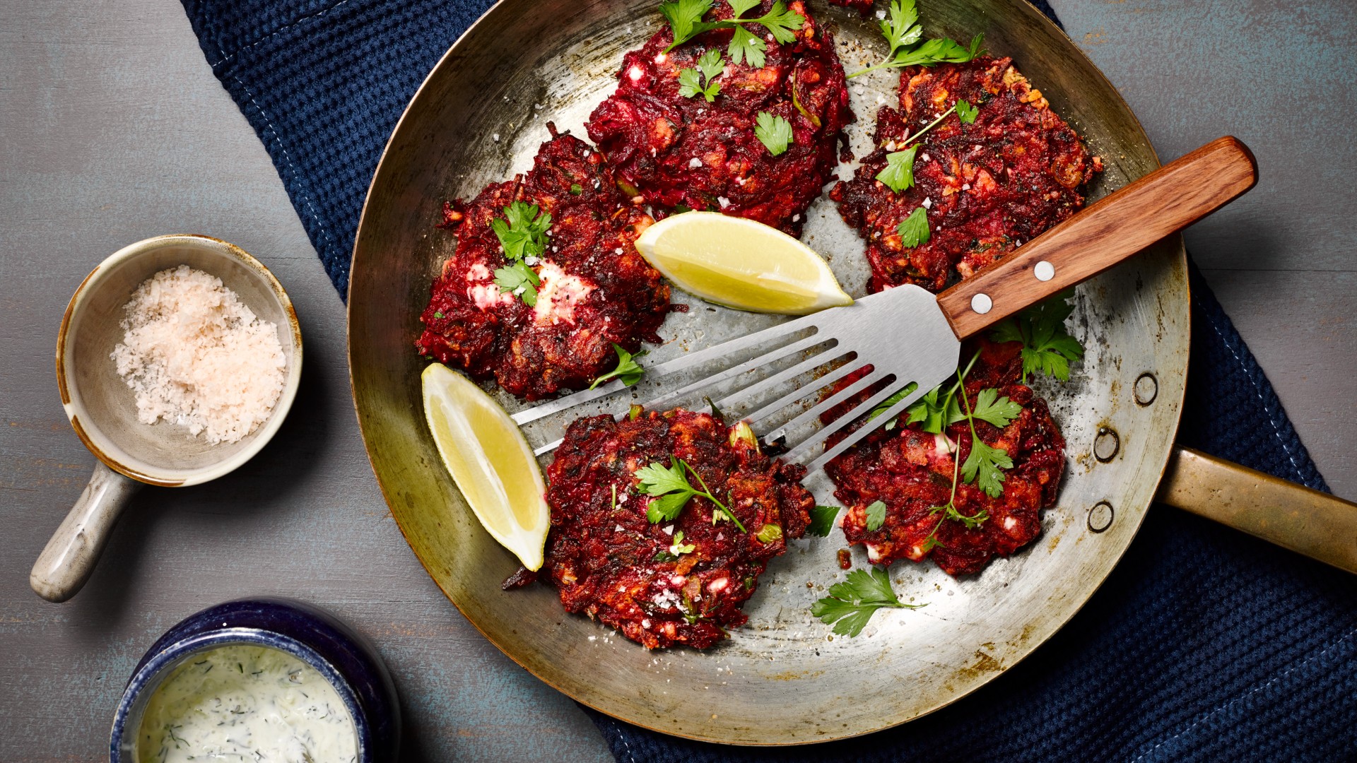 Beetroot fritters with zucchini tzatziki&nbsp;recipe