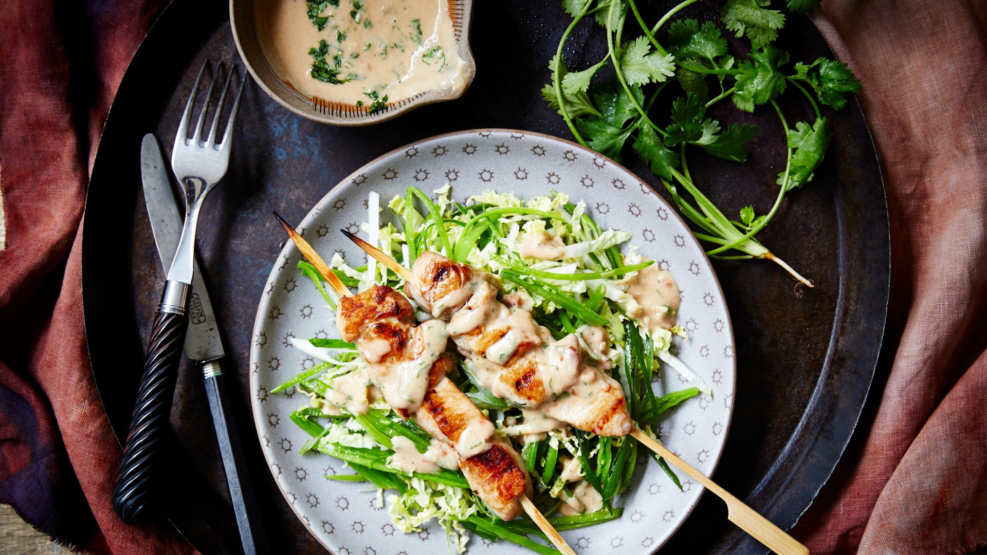 Chicken satay skewers with coleslaw&nbsp;recipe