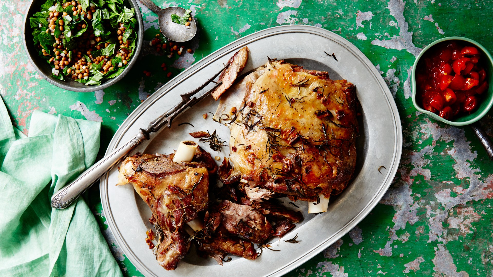 Lamb with mint and lentil salsa&nbsp;recipe