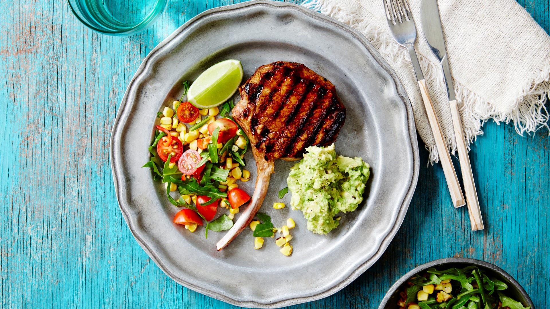 Smoky pork cutlets with guacamole&nbsp;recipe