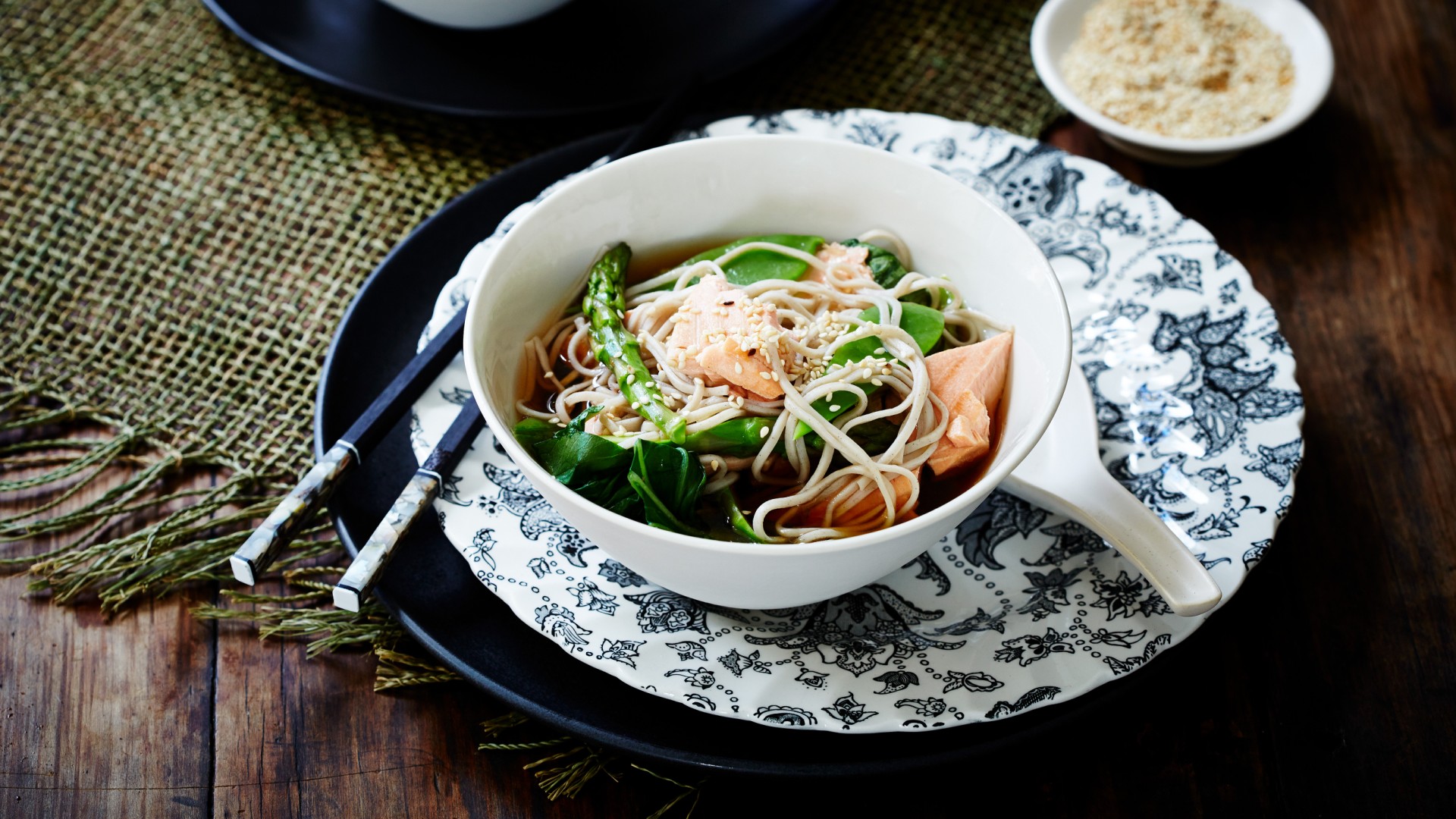 Soy-poached salmon with noodles&nbsp;recipe